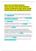 WGU C810 FOUNDATIONS IN HEALTHCARE DATA MANAGEMENT LATEST EXAM WITH 200&plus; REAL EXAM QUESTIONS AND ANSWERS&vert;AGRADE