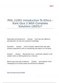 PHIL 21001 Introduction To Ethics - Kant Quiz 2 With Complete Solutions &lpar;2025&rpar;&excl;&excl;