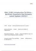 PHIL 21001 Introduction To Ethics - Bentham Questions And Answers Latest Update &lpar;2025&rpar;&excl;&excl;