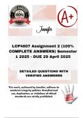 LCP4807 Assignment 2 &lpar;100&percnt; COMPLETE ANSWERS&rpar; Semester 1 2025 - DUE 29 April 2025&semi; 100&percnt; correct solutions and explanations&period; &lbrace;Four Answers Provided&rcub;