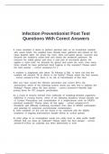 Infection Preventionist Post Test Questions With Corect Answers
