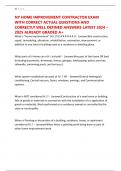 NY HOME IMPROVEMENT CONTRACTOR EXAM WITH CORRECT ACTUAL QUESTIONS AND CORRECTLY WELL DEFINED ANSWERS LATEST 2024 &ndash; 2025 ALREADY GRADED A&plus;
