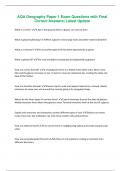 AQA Geography Paper 1 Exam Questions with Final  Correct Answers&vert; Latest Update 