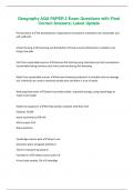 Geography AQA PAPER 2 Exam Questions with Final  Correct Answers&vert; Latest Update