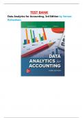 TEST BANK For Data Analytics for Accounting&comma; 3rd Edition by Vernon Richardson&comma; Verified Chapters 1 - 9&comma;latest Version