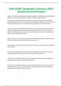 AQA GCSE Geography Glossary 2025-  Questions and Answers 