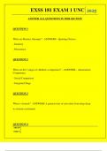  EXSS 181 EXAM 1 UNC QUESTIONS AND ANSWERS 2025