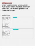 PATIENT CARE TECHNICIAN NATIONAL TEST &sol; STUDY GUIDE &sol; EXPERT STRATEGIES&comma; REVIEW OF KEY QUIZZES&comma; AND PRACTICE QUESTIONS FOR GUARANTEED SUCCESS&period;  