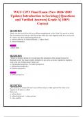 WGU C273 Final Exam &ndash; Introduction to Sociology &lpar;2025&sol;2026&rpar; &ndash; Verified Questions and 100&percnt; Correct Answers&comma; Grade A&plus;