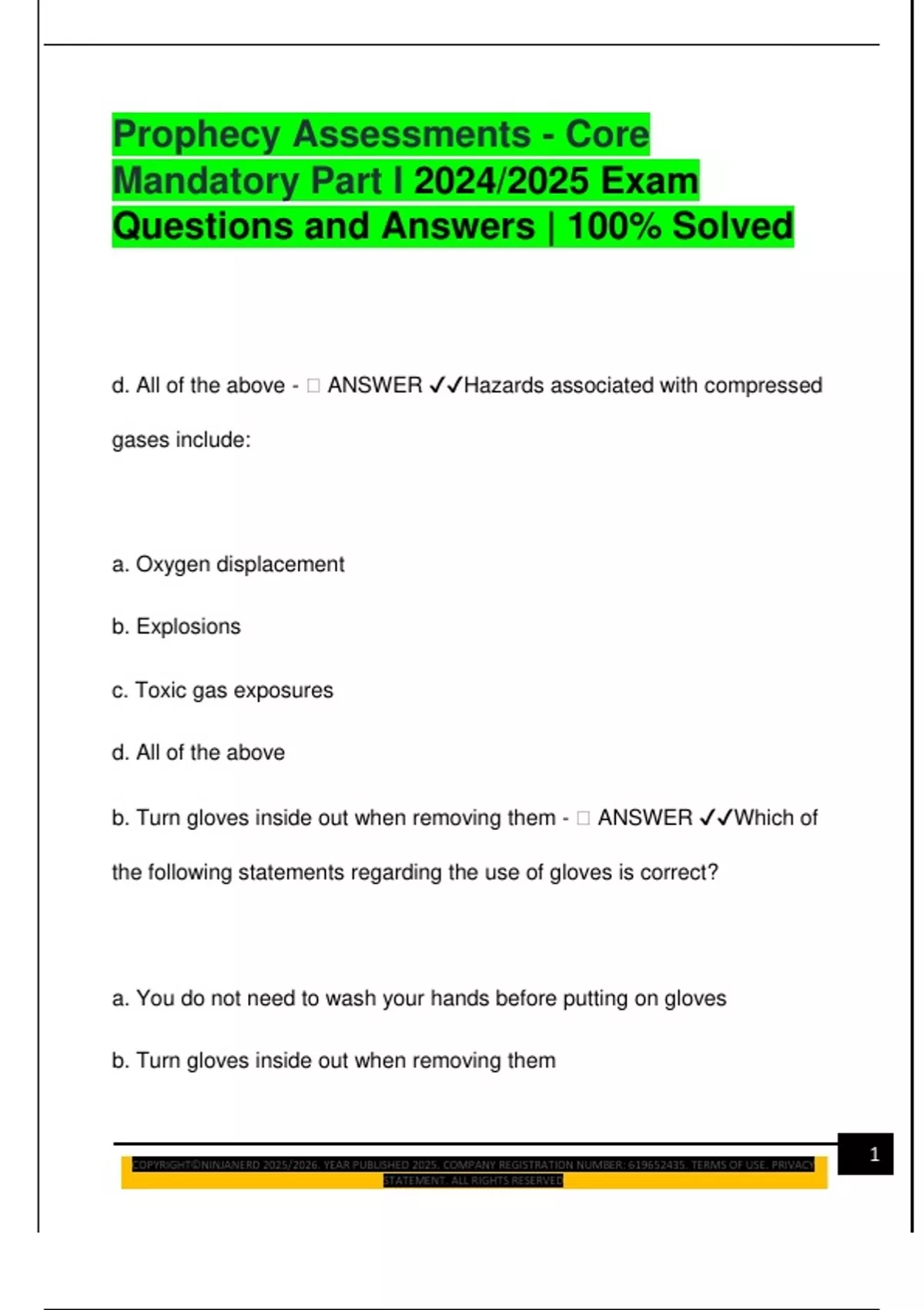 Prophecy Assessments - Core Mandatory Part I 2024/2025 Exam Questions and Answers | 100% Solved ...