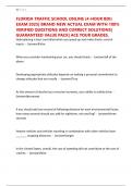 FLORIDA TRAFFIC SCHOOL ONLINE &lpar;4-HOUR BDI&rpar; EXAM 2025&vert; BRAND NEW ACTUAL EXAM WITH 100&percnt; VERIFIED QUESTIONS AND CORRECT SOLUTIONS&vert; GUARANTEED VALUE PACK&vert; ACE YOUR GRADES&period;