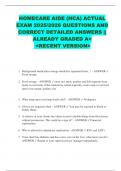 HOMECARE AIDE &lpar;HCA&rpar; ACTUAL  EXAM 2025&sol;2026 QUESTIONS AND  CORRECT DETAILED ANSWERS &vert;&vert;  ALREADY GRADED A&plus;  <RECENT VERSION> 