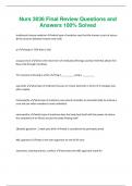 Nurs 3036 Final Review Questions and  Answers 100&percnt; Solved 