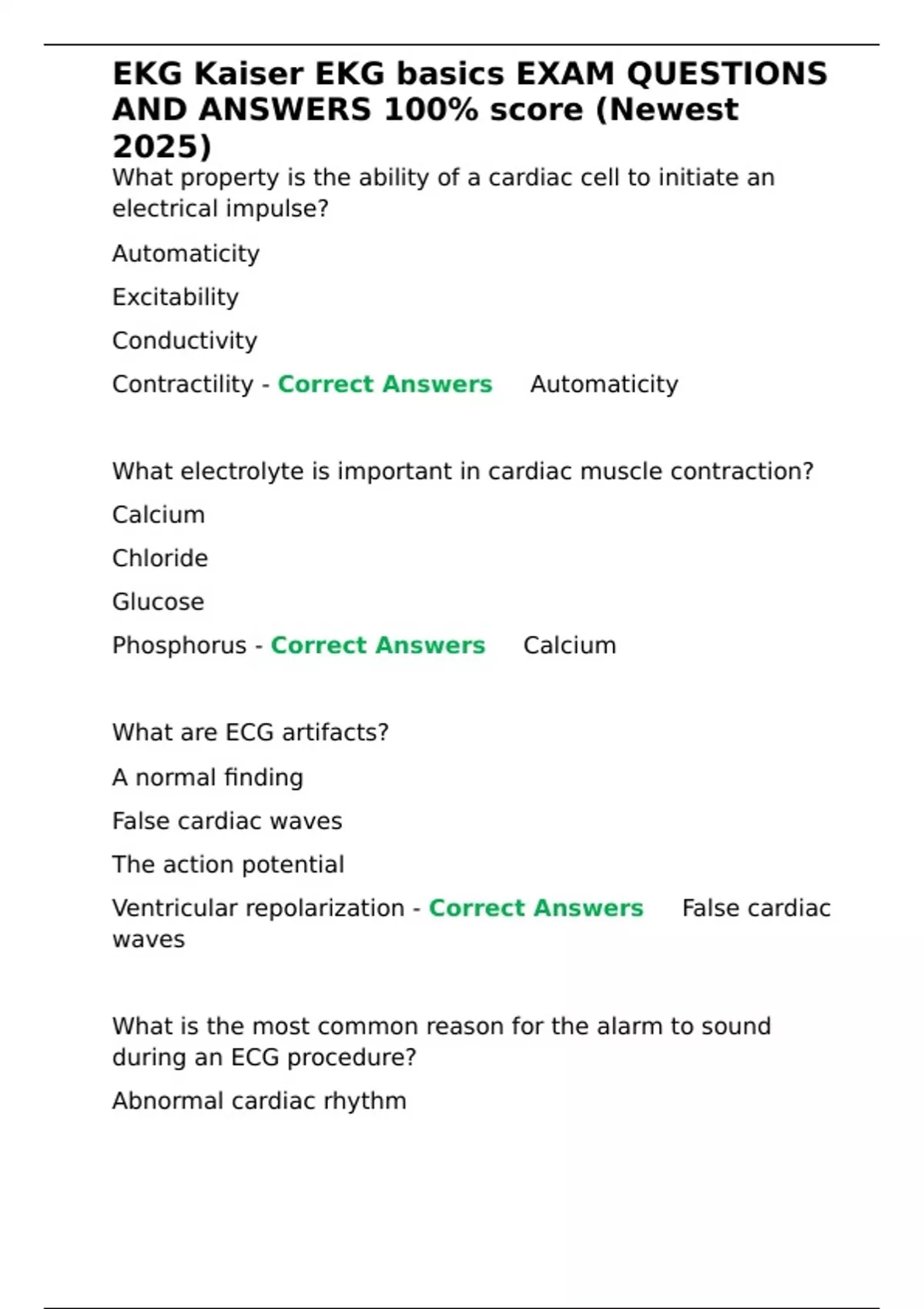 Kaiser Tele Rhythms EXAM QUESTIONS AND ANSWERS 100- score (Newest 2025 ...