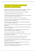 Florida Civil Practice Final Exam Questions and Answers