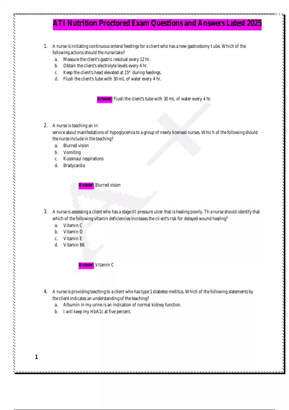 ATI Nutrition Proctored Exam Questions and Answers Latest 2025 - ATI ...