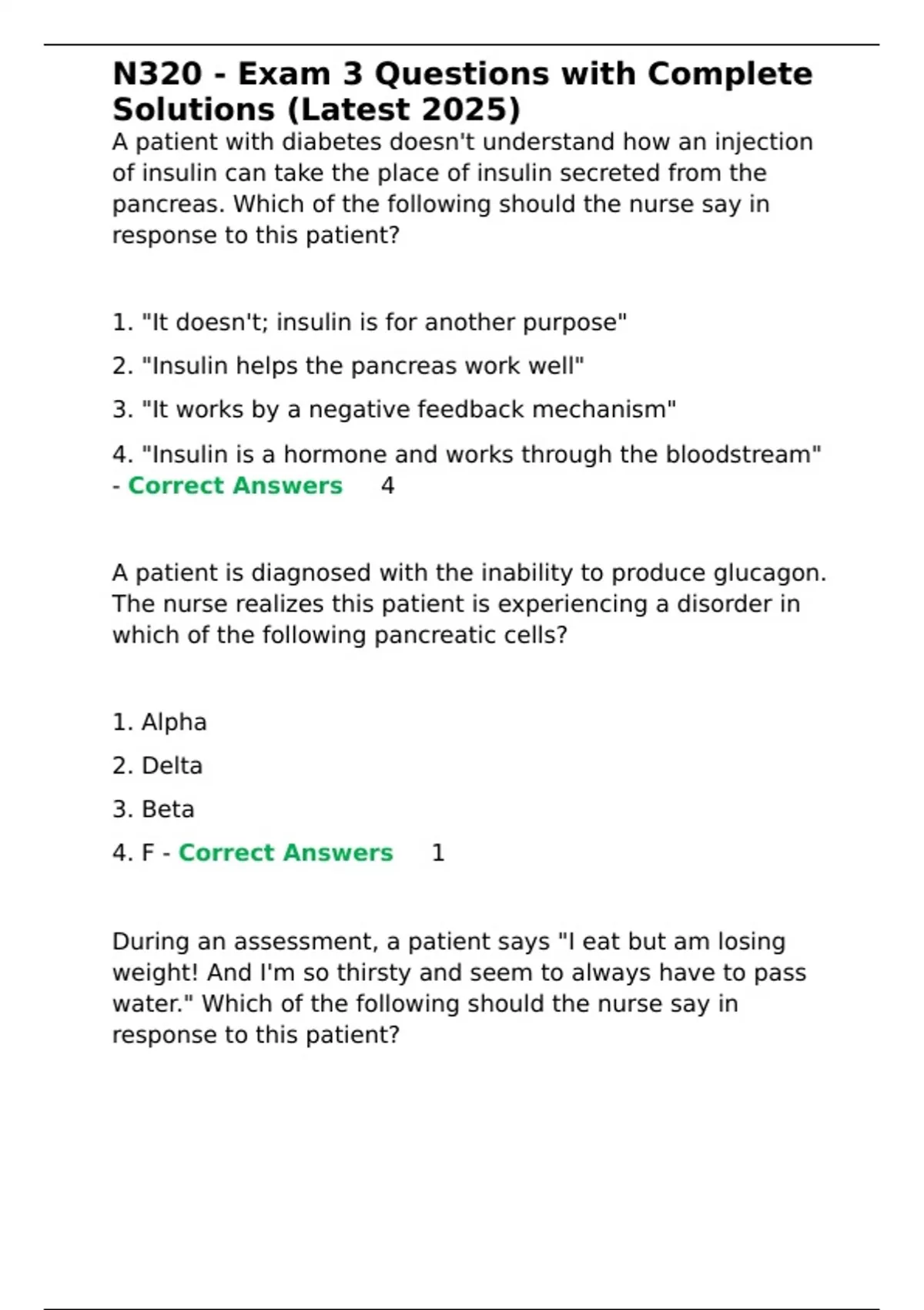 N320 - Exam 3 Questions with Complete Solutions (Latest 2025) - Nurs ...