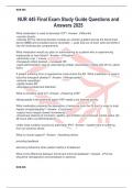 NUR 445 Final Exam Study Guide Questions and Answers 2025