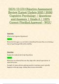 D570 &sol; D 570 Objective Assessment Review &lpar;Latest Update 2025 &sol; 2026&rpar; Cognitive Psychology &vert; Questions and Answers &vert; Grade A &vert; 100&percnt; Correct &lpar;Verified Answers&rpar; - WGU