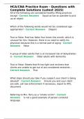 HCA CNA Practice Exam - Questions with Complete Solutions &lpar;Latest 2025&rpar;&period;