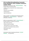 PCE Certified Breastfeeding Counselor Exam Questions with Complete Solutions &lpar;Latest 2025&rpar;&period;PCE Certified Breastfeeding Counselor Exam Questions with Complete Solutions &lpar;Latest 2025&rpar;&period;