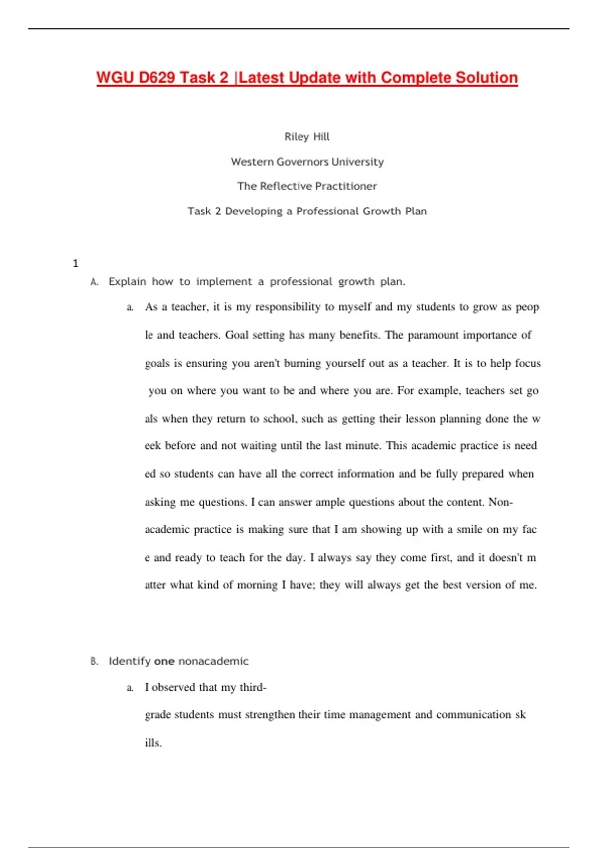 WGU D629 Task 2 |Latest Update with Complete Solution - D629 - Stuvia US