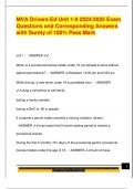MVA Drivers Ed Unit 1-9 2024&sol;2025 Exam  Questions and Corresponding Answers  with Surety of 100&percnt; Pass Mark