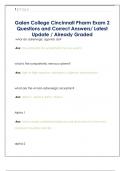 Galen College Cincinnati Pharm Exam 2  Questions and Correct Answers&sol; Latest  Update &sol; Already Graded
