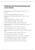 Mathnasium Job Assessment questions with correct answers