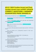 ACLS 2025 Cardiac Arrest and PostCardiac Arrest Care LATEST UPDATE CORRECT QUESTIONS &plus; ANSWERS GUARANTEED PASS&vert; GRADED A&plus; What do all cardiac arrest rhythms have in common&quest; - All are pulseless Which ECG findings are seen in pulseless ventricular tachycar