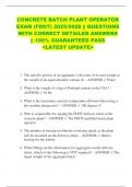 CONCRETE BATCH PLANT OPERATOR  EXAM &lpar;FDOT&rpar; 2025&sol;2026 &vert;&vert; QUESTIONS  WITH CORRECT DETAILED ANSWERS  &vert;&vert; 100&percnt; GUARANTEED PASS  <LATEST UPDATE> 