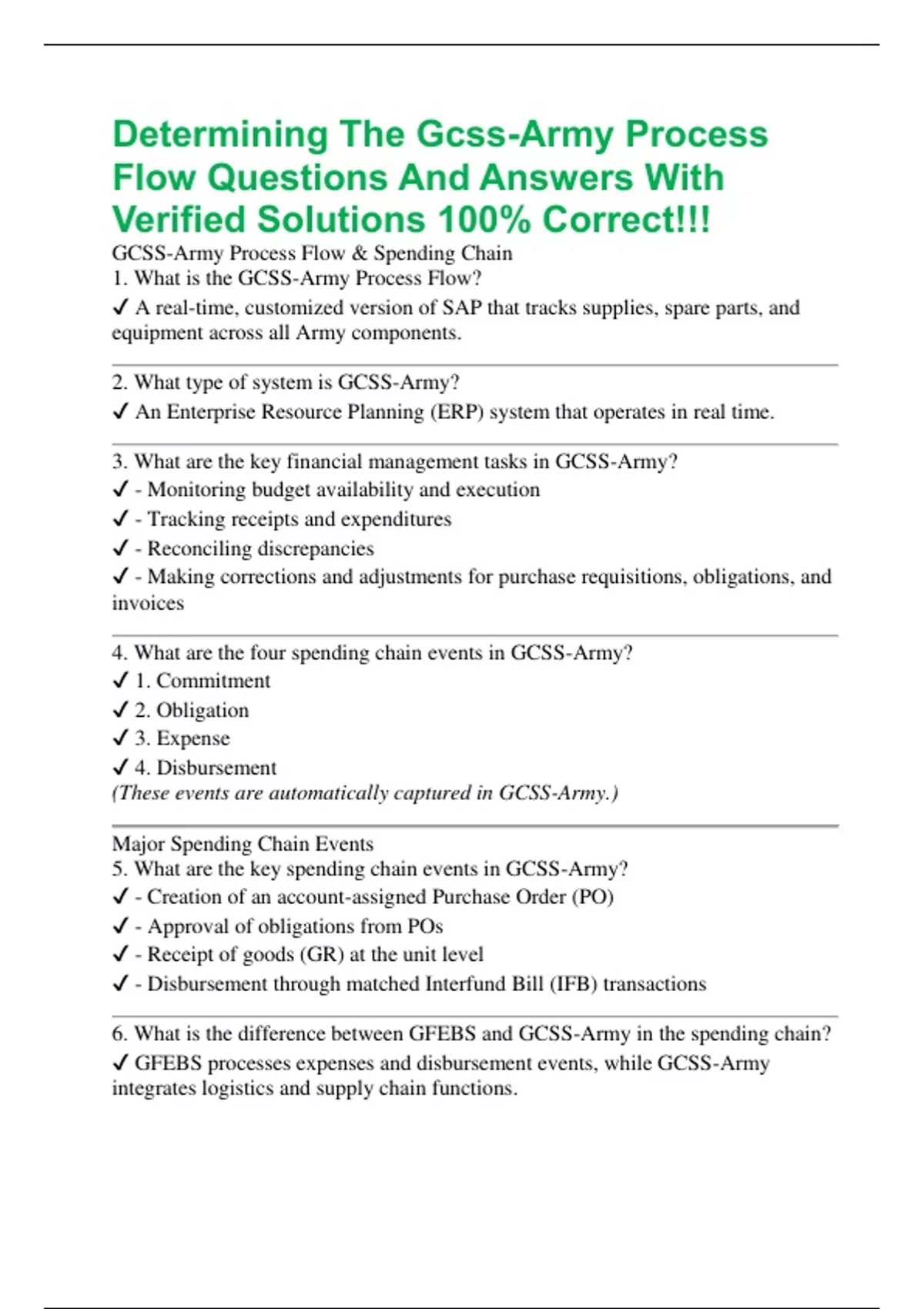 Determining The Gcss-Army Process Flow Questions And Answers With ...
