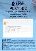 PLS1502 Assignment 2 (ANSWERS) Semester 1 2025 - DISTINCTION GUARANTEED