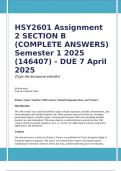 HSY2601 Assignment 2 SECTION B &lpar;COMPLETE ANSWERS&rpar; Semester 1 2025 &lpar;146407&rpar; - DUE 7 April 2025&semi; 100&percnt; TRUSTED Complete&comma; trusted solutions and explanations&period; Ensure your success with us&period; &period;