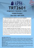  TRT2601 Assignment 2 &lpar;ANSWERS&rpar; Semester 1 2025 - DISTINCTION GUARANTEED