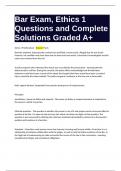 Bar Exam&comma; Ethics 1 Questions and Complete Solutions Graded A&plus;&period;