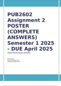 PUB2602 Assignment 2 &lpar;COMPLETE ANSWERS&rpar; Semester 1 2025 - DUE April 2025&semi; 100&percnt; TRUSTED Complete&comma; trusted solutions and explanations Ensure your success with us&period; &period;