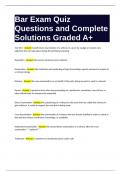 Bar Exam Quiz Questions and Complete Solutions Graded A&plus;