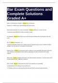 Bar Exam Questions and Complete Solutions Graded A&plus;