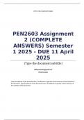 PEN2603 Assignment 2 &lpar;COMPLETE ANSWERS&rpar; Semester 1 2025 - DUE 11 April 2025