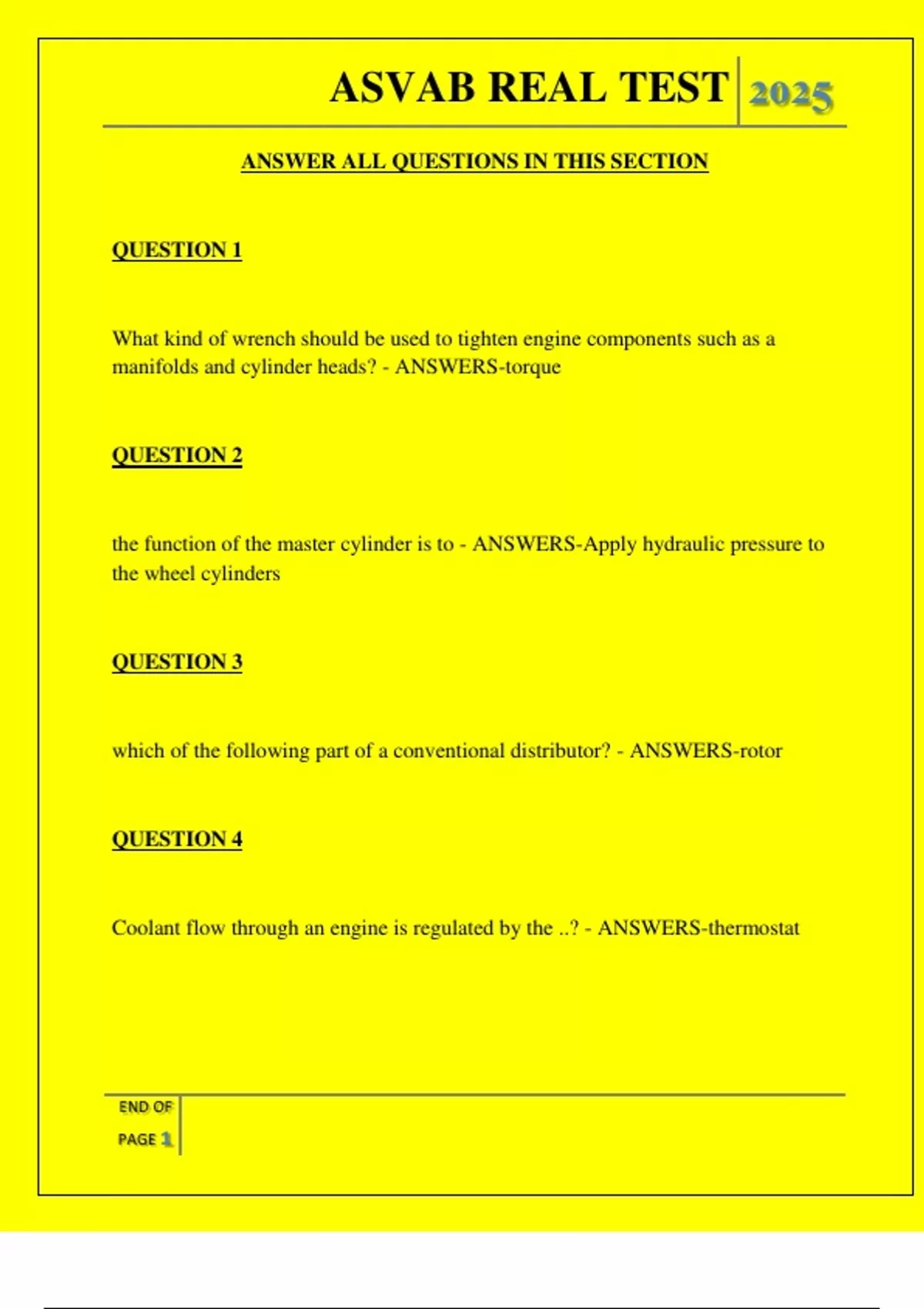 ASVAB REAL TEST QUESTIONS AND ANSWERS 2025 - ASVAB - Stuvia US