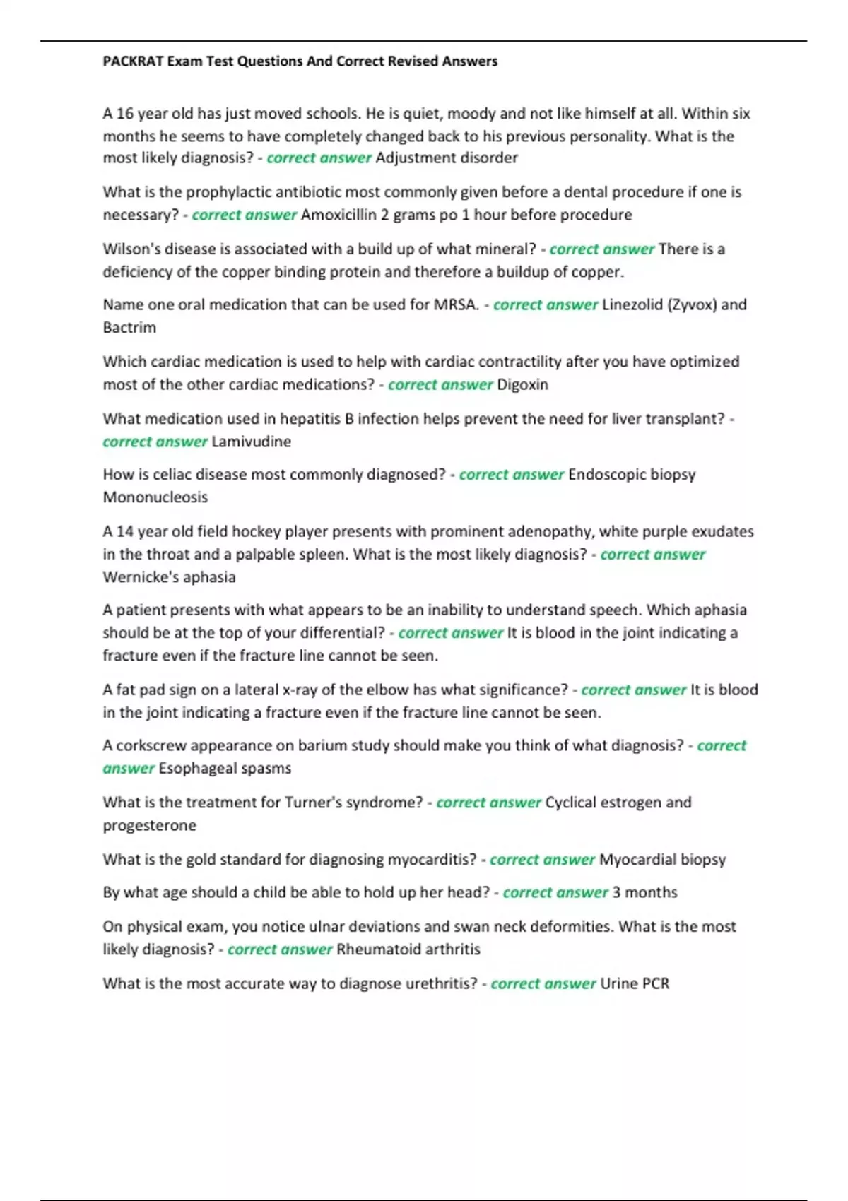 PACKRAT Exam Test Questions And Correct Revised Answers - PACKRAT ...