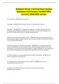 Delaware Driver's Ed Final Exam Review Questions and Answers Verified 100&percnt; Correct&vert; 2024&sol;2025 Version