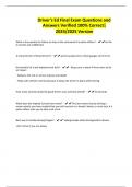 Driver's Ed Final Exam Questions and Answers Verified 100&percnt; Correct&vert; 2024&sol;2025 Version