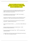 Drivers Ed California Permit Exam Questions and Answers Verified 100&percnt; Correct&vert; 2024&sol;2025 Version