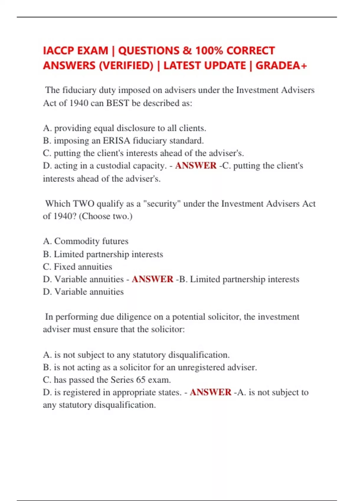 IACCP EXAM | QUESTIONS & 100% CORRECT ANSWERS (VERIFIED) | LATEST ...