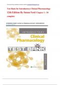 Test Bank for Introductory Clinical Pharmacology 12th Edition By Susan Ford Chapter 1 - 54 complete