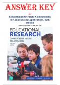 ANSWER KEY for Educational Research Competencies for Analysis and Applications 12th Edition Test Bank by Mills