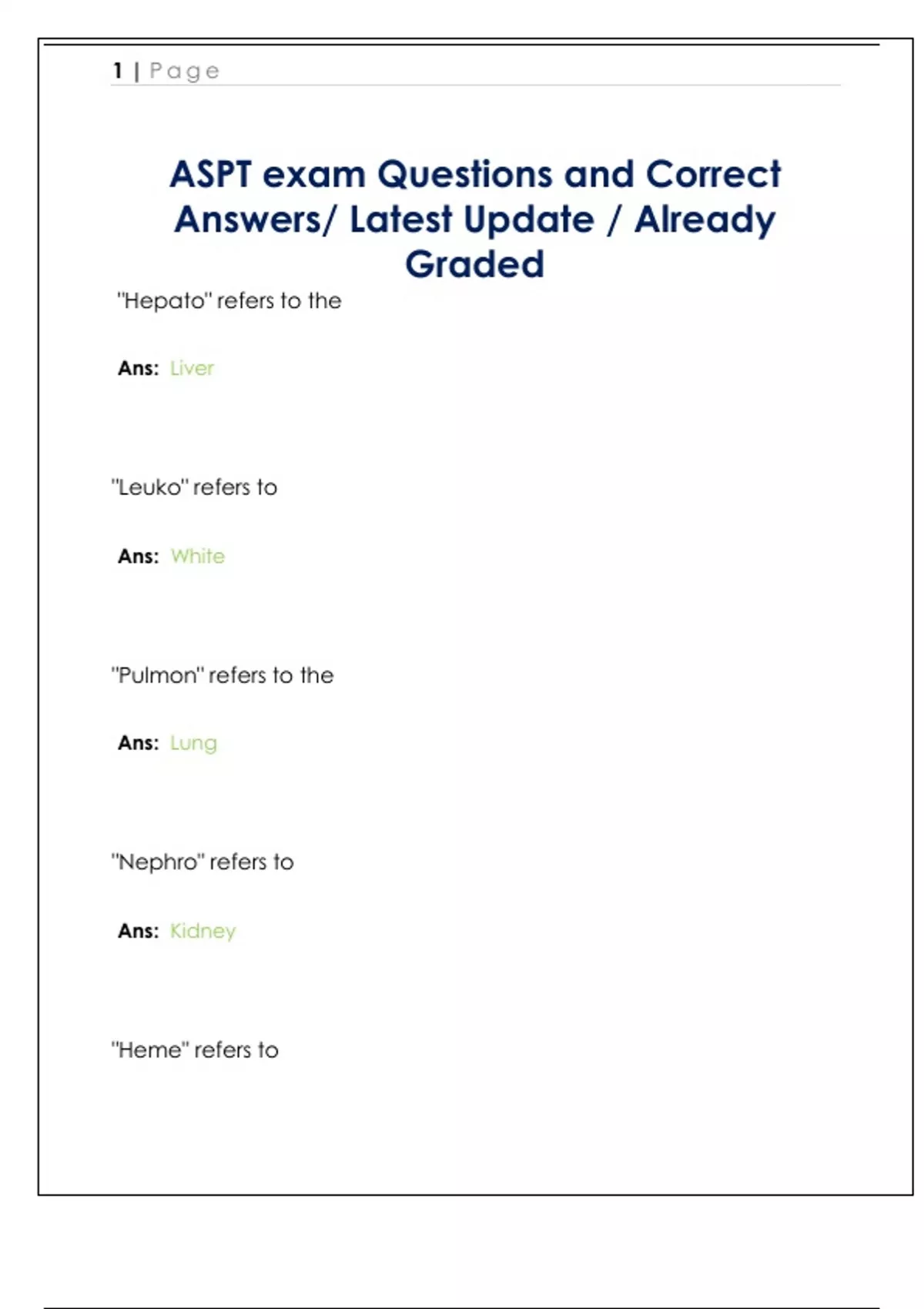 ASPT exam Questions and Correct Answers/ Latest Update / Already Graded ...