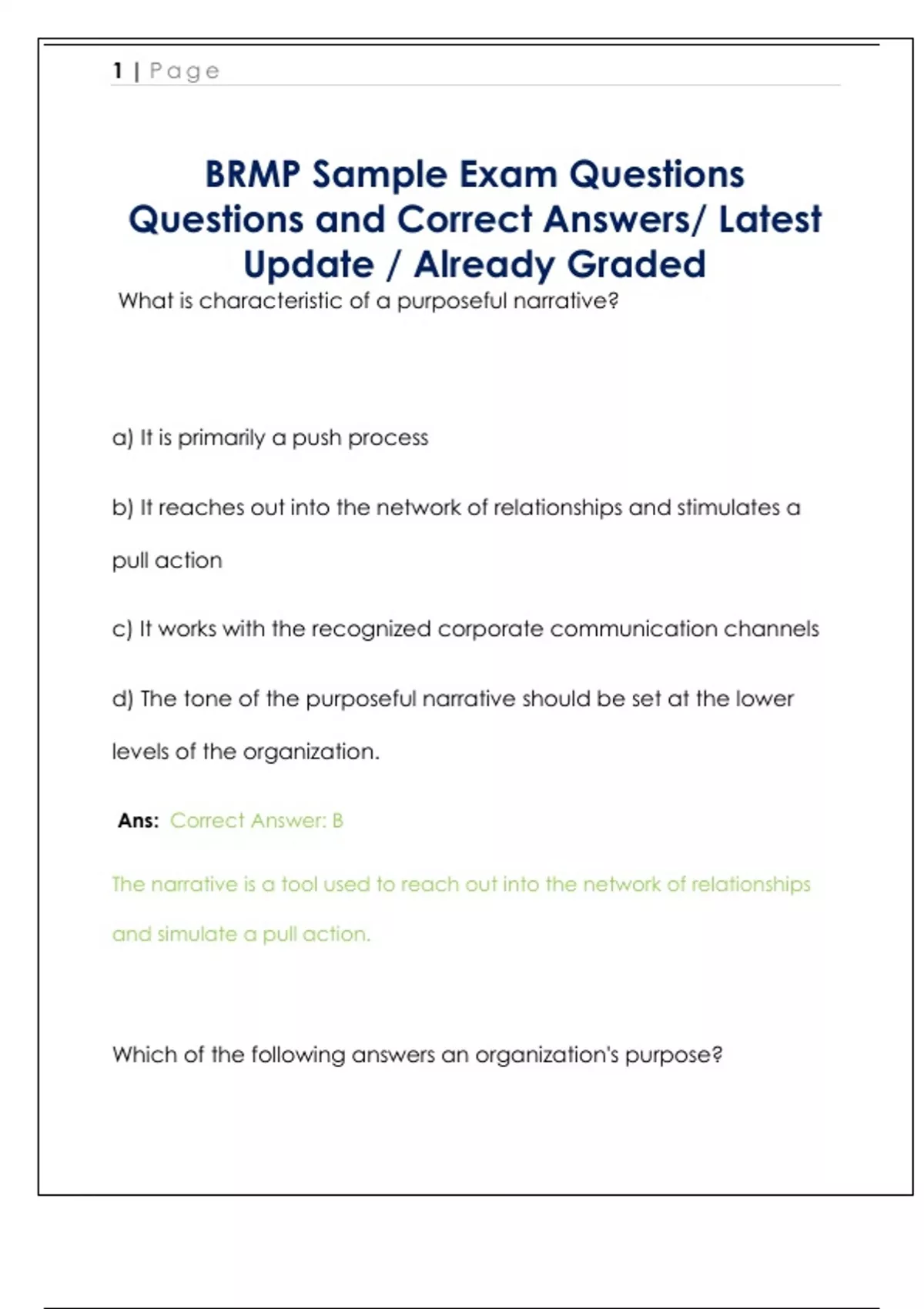 BRMP Sample Exam Questions Questions and Correct Answers/ Latest Update ...